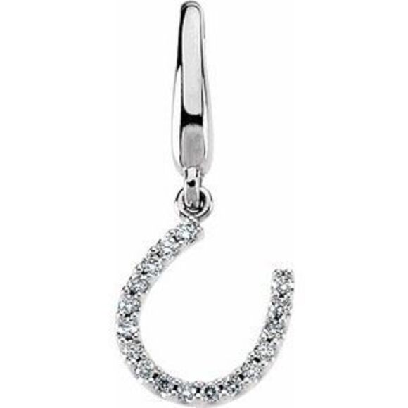 Kazi Luxury 14K White Horseshoe Charm with Natural Diamond